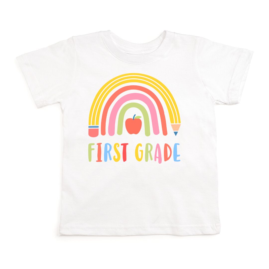 First Grade Pencil Rainbow Tee