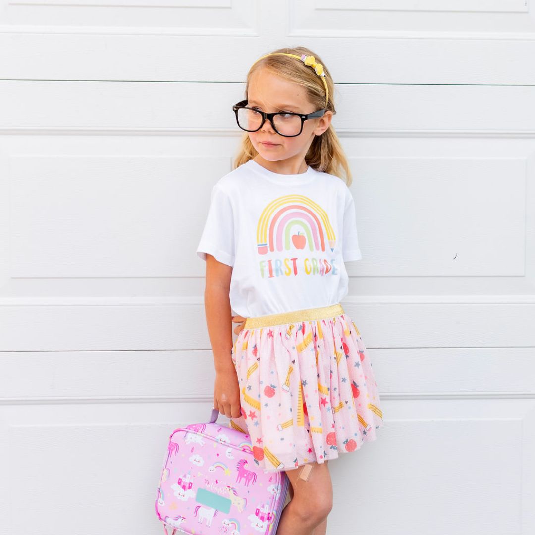 First Grade Pencil Rainbow Tee