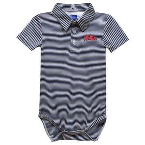 Ole Miss Rebels Embroidered Striped Polo Onesie (preorder)