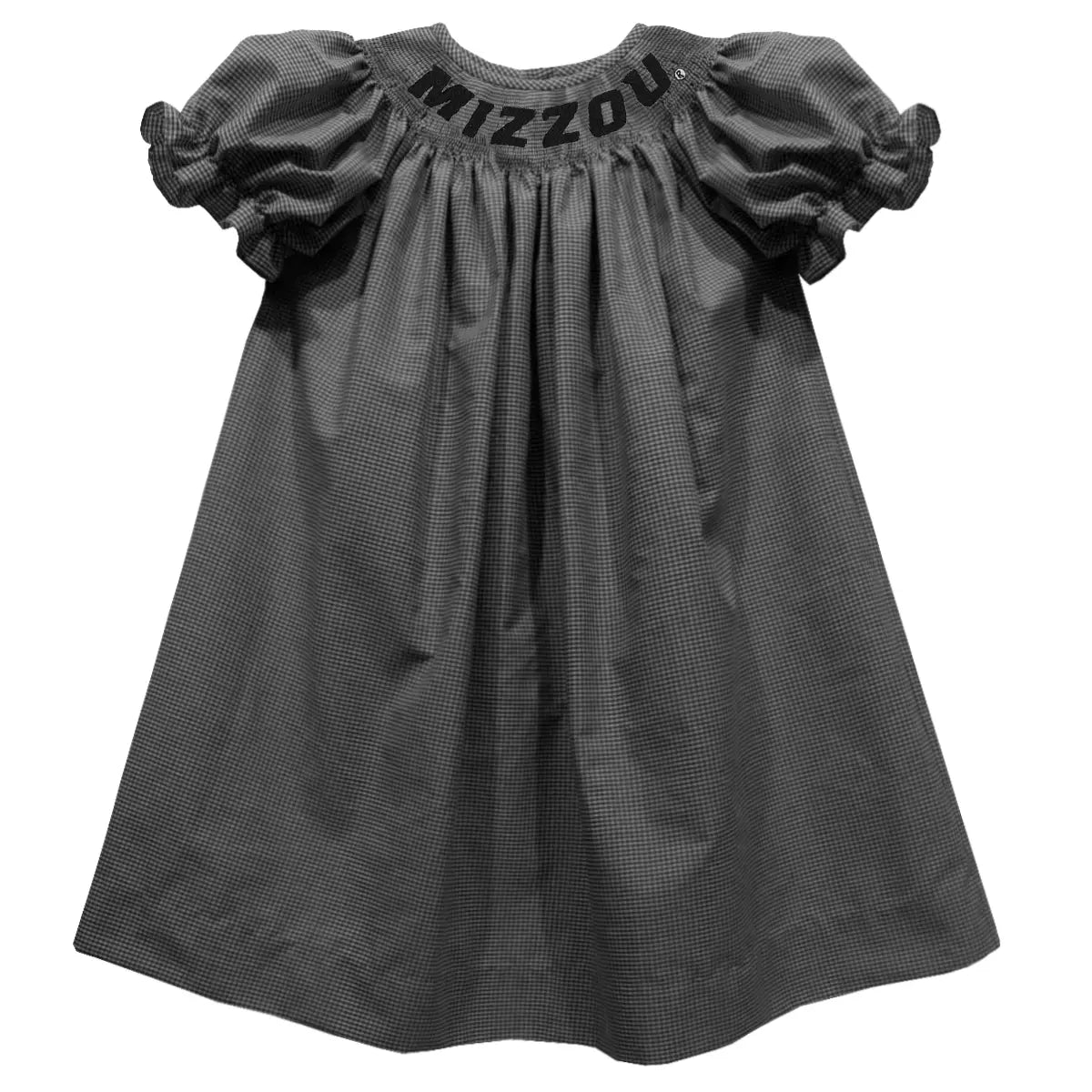 Missouri Tigers Smocked Gingham Embroidered Bishop Dress (preorder)