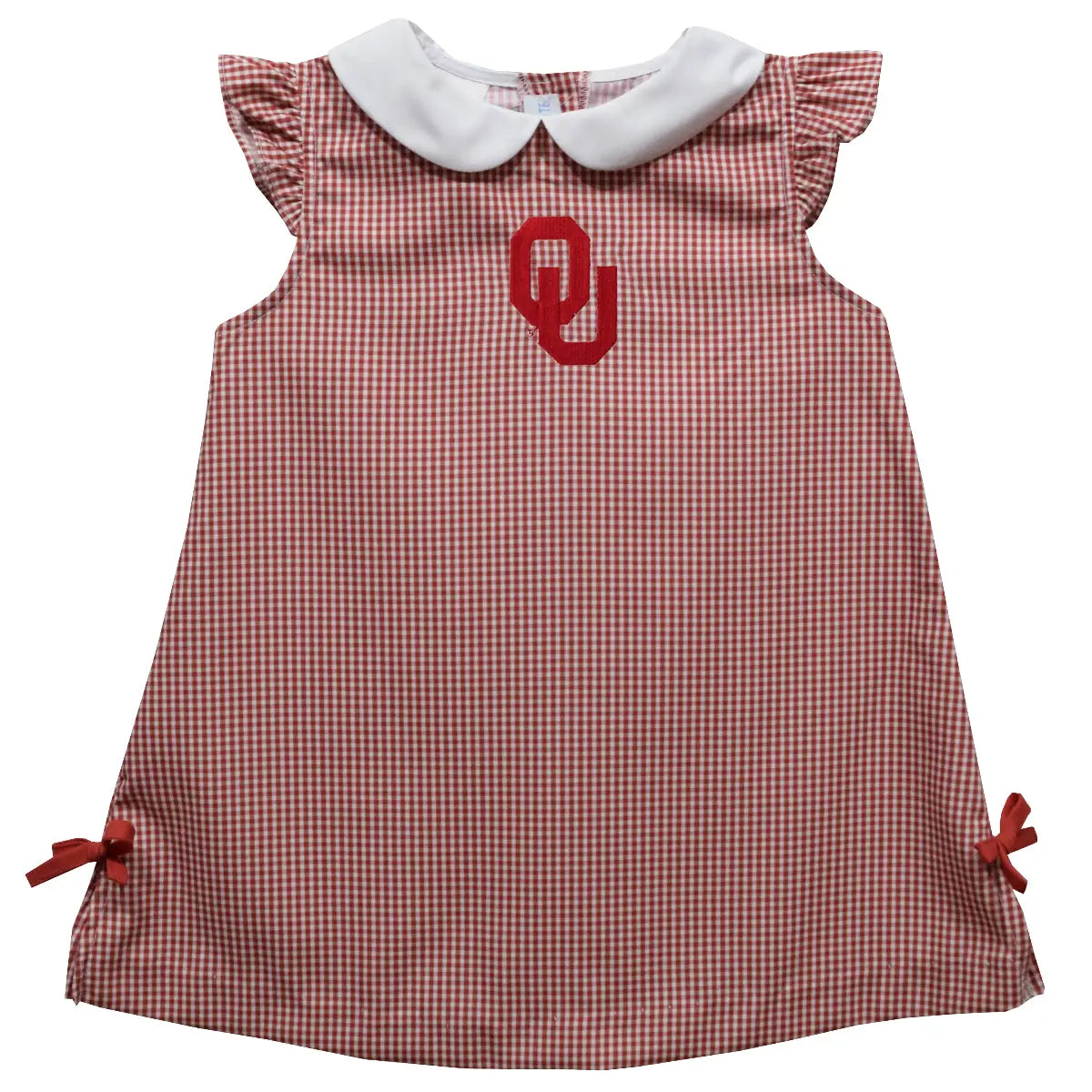 Oklahoma Sooners Embroidered Gingham A-line Dress (preorder)