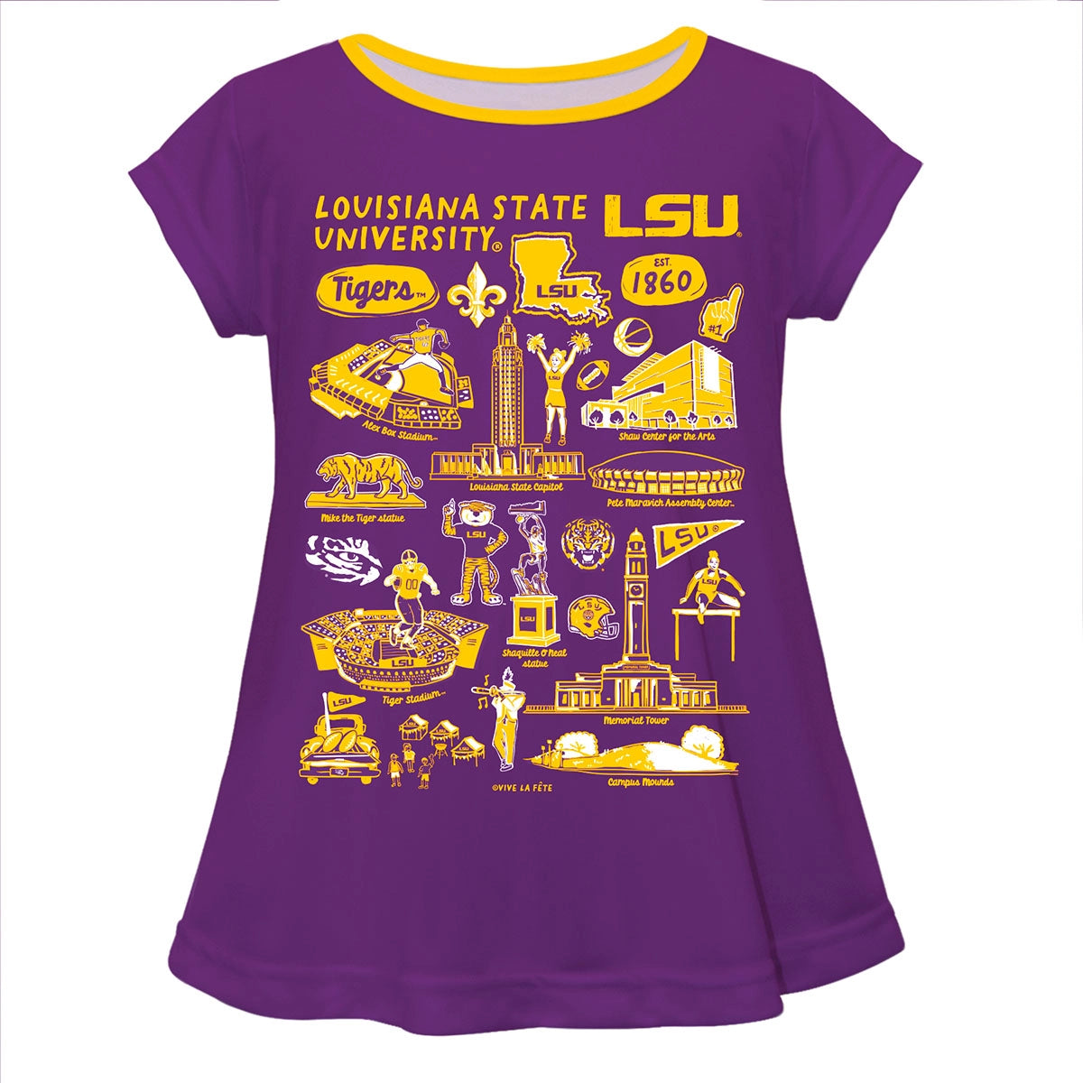 LSU Tigers Hand Sketched Short Sleeve Top (preorder)