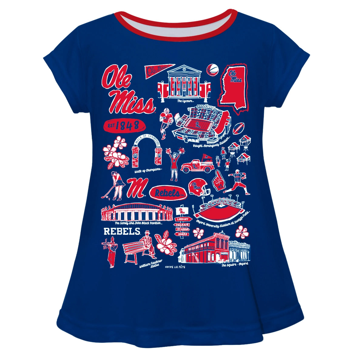 Ole Miss Rebels Hand Sketched Short Sleeve Top (preorder)