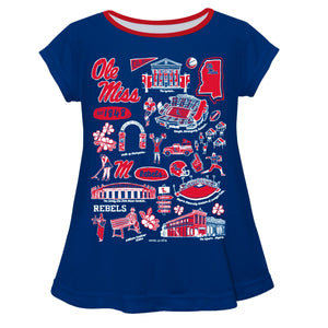 Ole Miss Rebels Hand Sketched Short Sleeve Top (preorder)