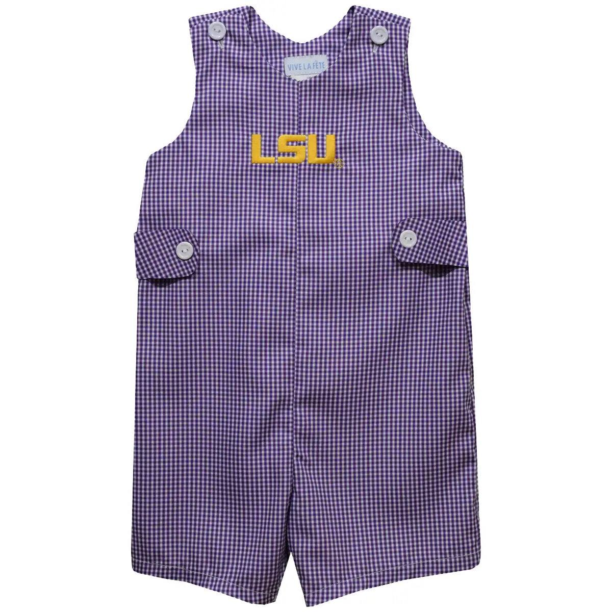LSU Tigers Embroidered Gingham Jon Jon (preorder)