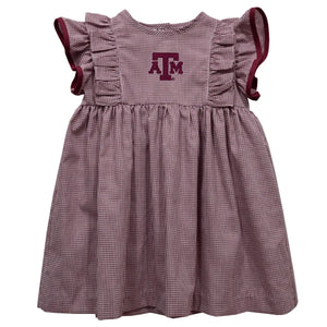 Texas A&M Aggies Embroidered Gingham Ruffle Dress (preorder)