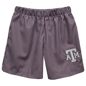 Texas A&M Aggies Embroidered Gingham Pull-On Short (preorder)
