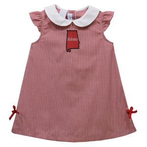 Alabama Crimson Tide Embroidered Gingham A-line Dress (preorder)