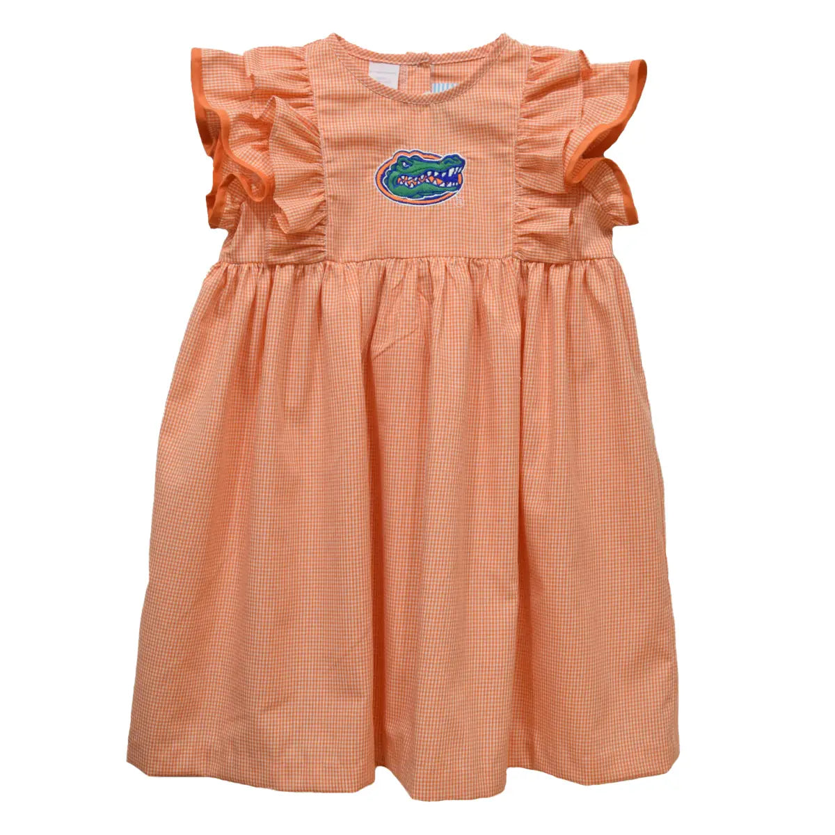 Florida Gators Embroidered Gingham Ruffle Dress (preorder)