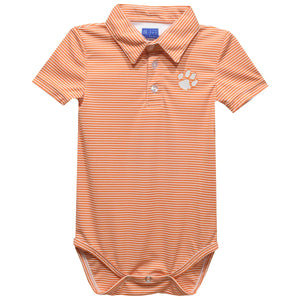Clemson Tigers Embroidered Striped Polo Onesie (preorder)
