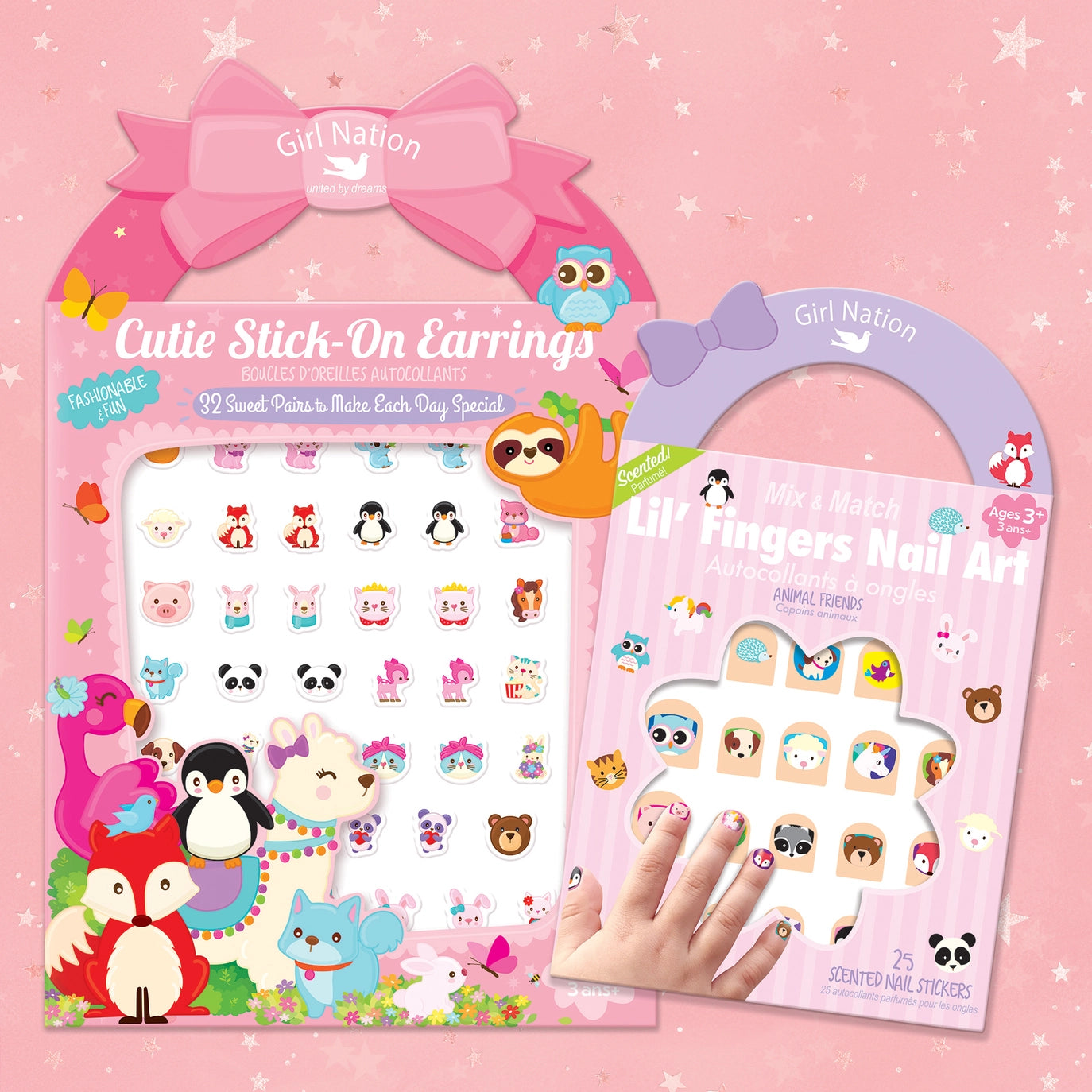 Animals Stick On Earring & Nail Set