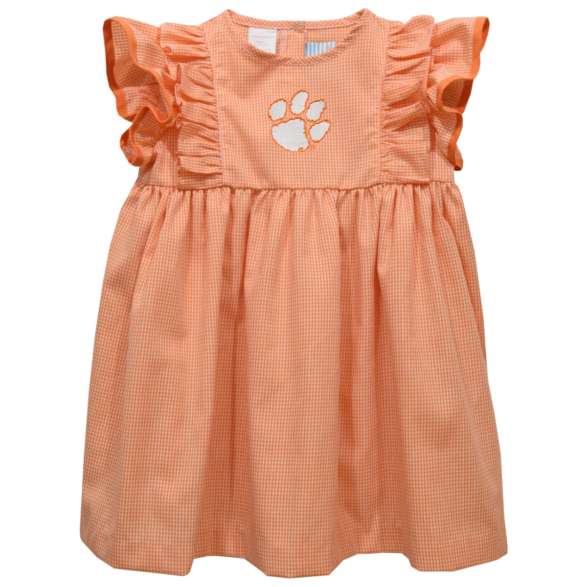 Clemson Tigers Embroidered Gingham Ruffle Dress (preorder)