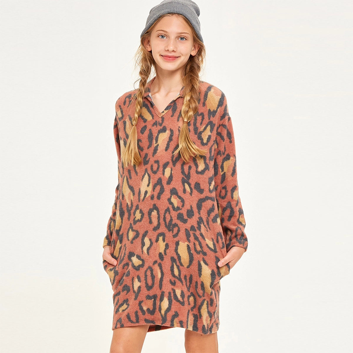 Leopard Hoodie Dress