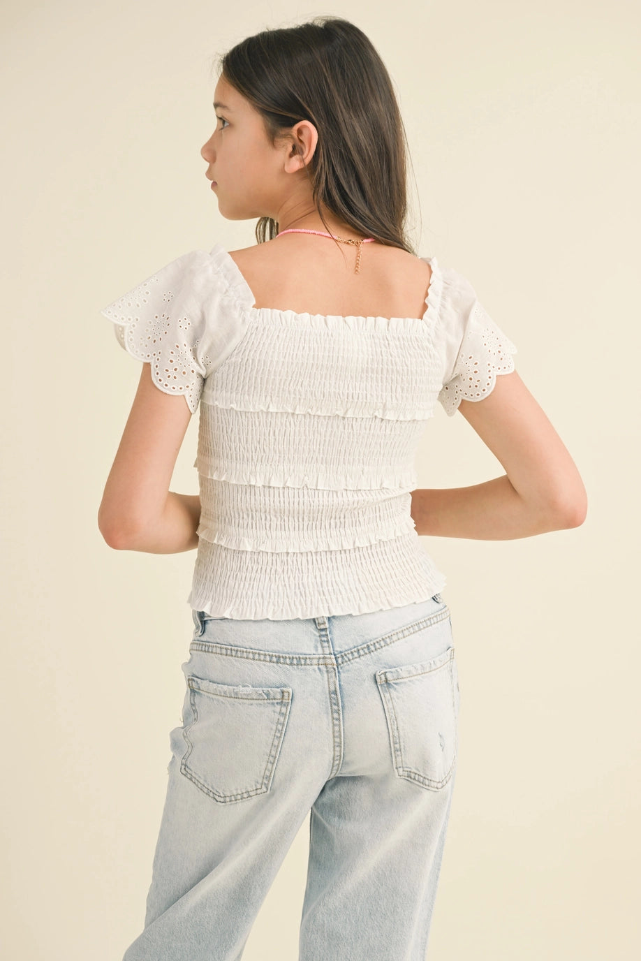 Smocked Eyelet Top