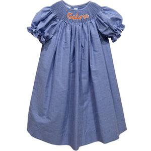 Florida Gators Smocked Gingham Embroidered Bishop Dress (preorder)
