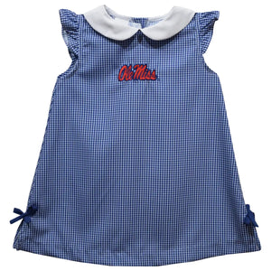 Ole Miss Rebels Embroidered Gingham A Line Dress (preorder)