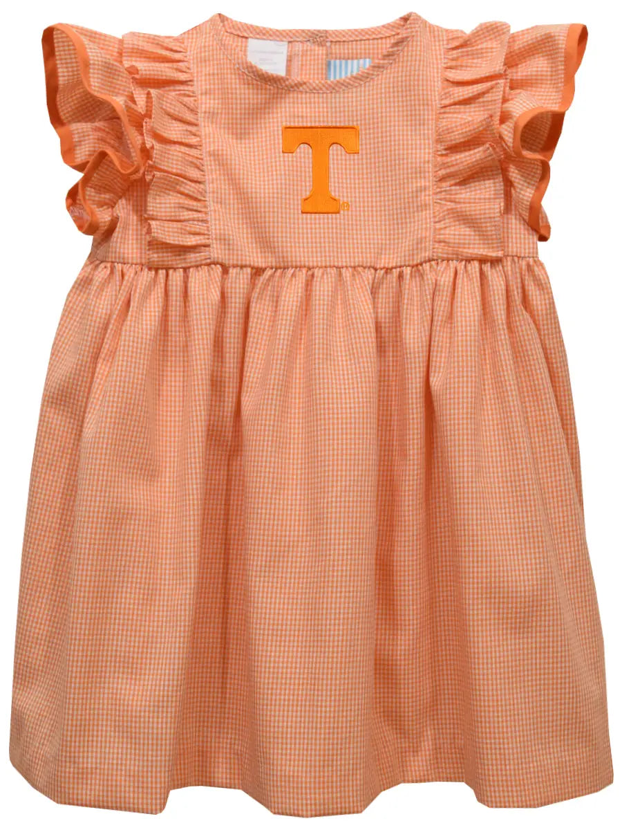 UT Volunteers Embroidered Gingham Dress **PREORDER