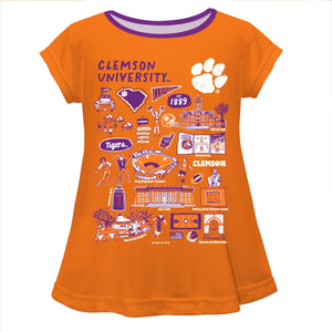 Clemson Tigers Hand Sketched Short Sleeve Top (preorder)