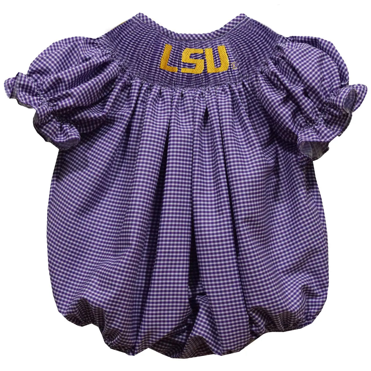 LSU Tigers Smocked Gingham Bubble (preorder)