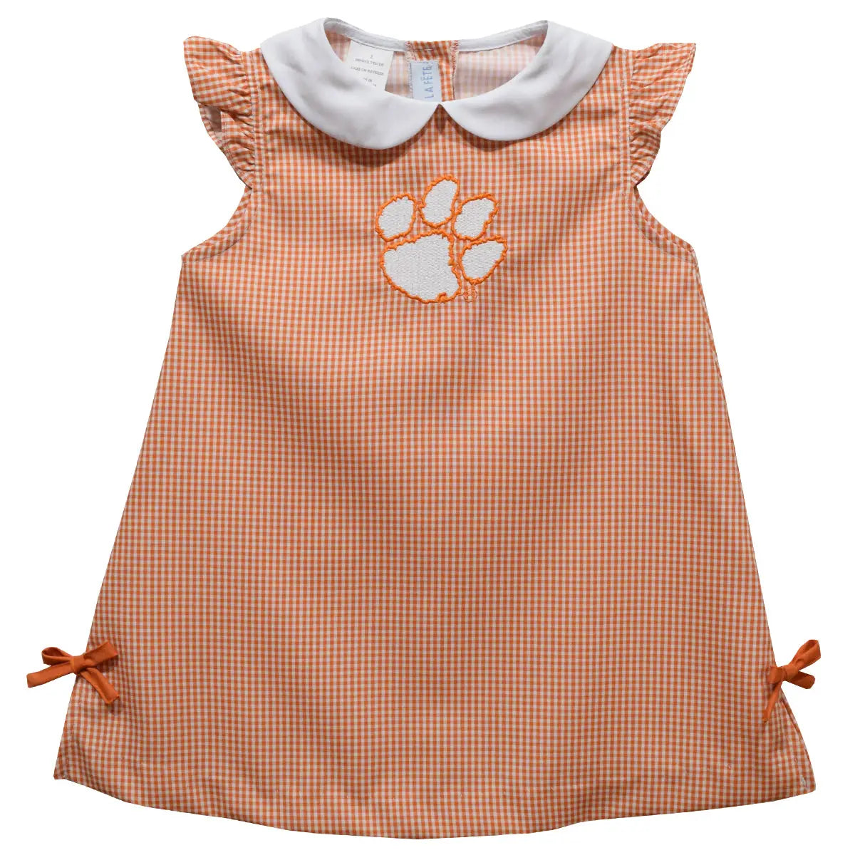 Clemson Tigers Embroidered Gingham A Line Dress (preorder)