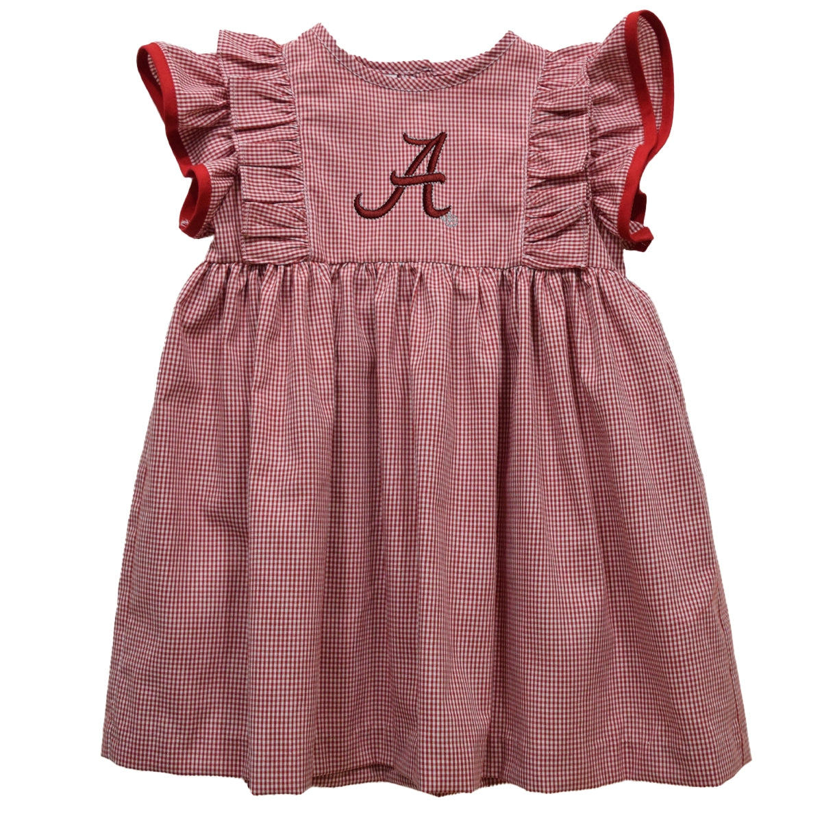 Alabama Crimson Tide Embroidered Gingham Ruffle Dress (preorder)