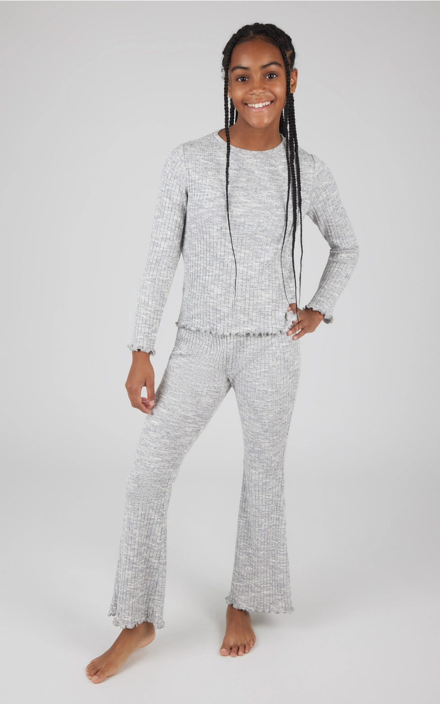 Ruffle Rib Knit Set