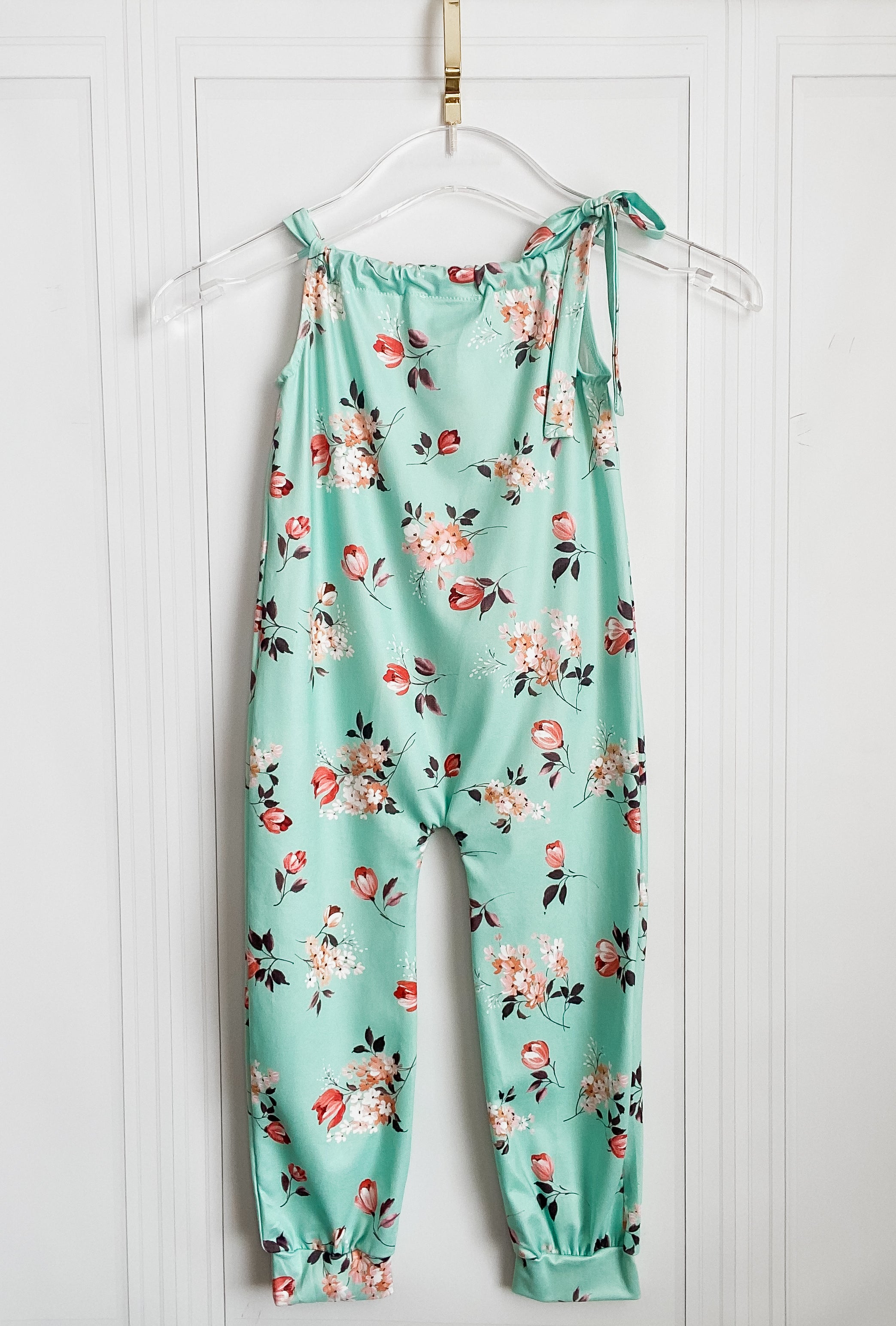 Teal Tulip Tie Strap Jumpsuit