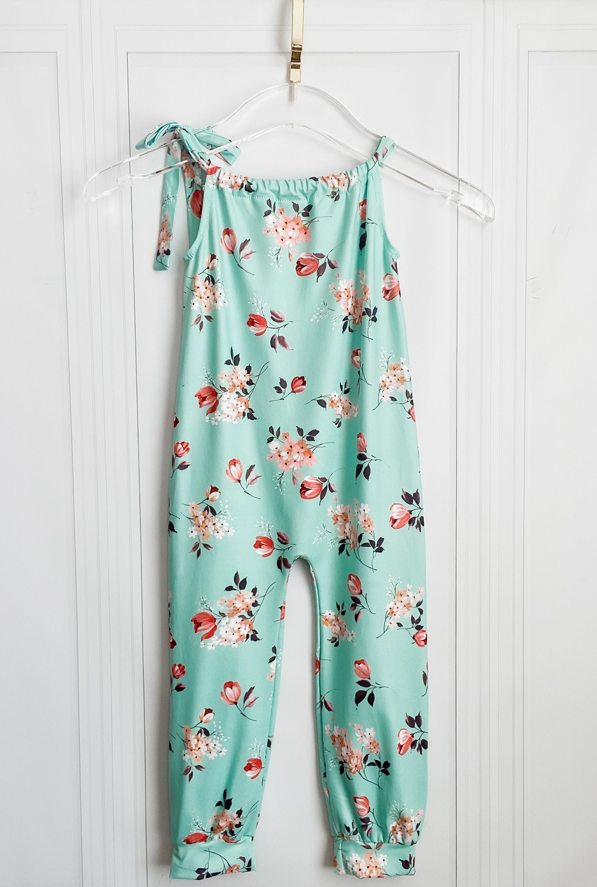 Teal Tulip Tie Strap Jumpsuit