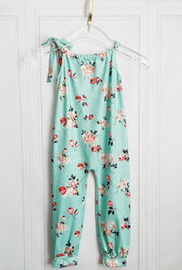 Teal Tulip Tie Strap Jumpsuit