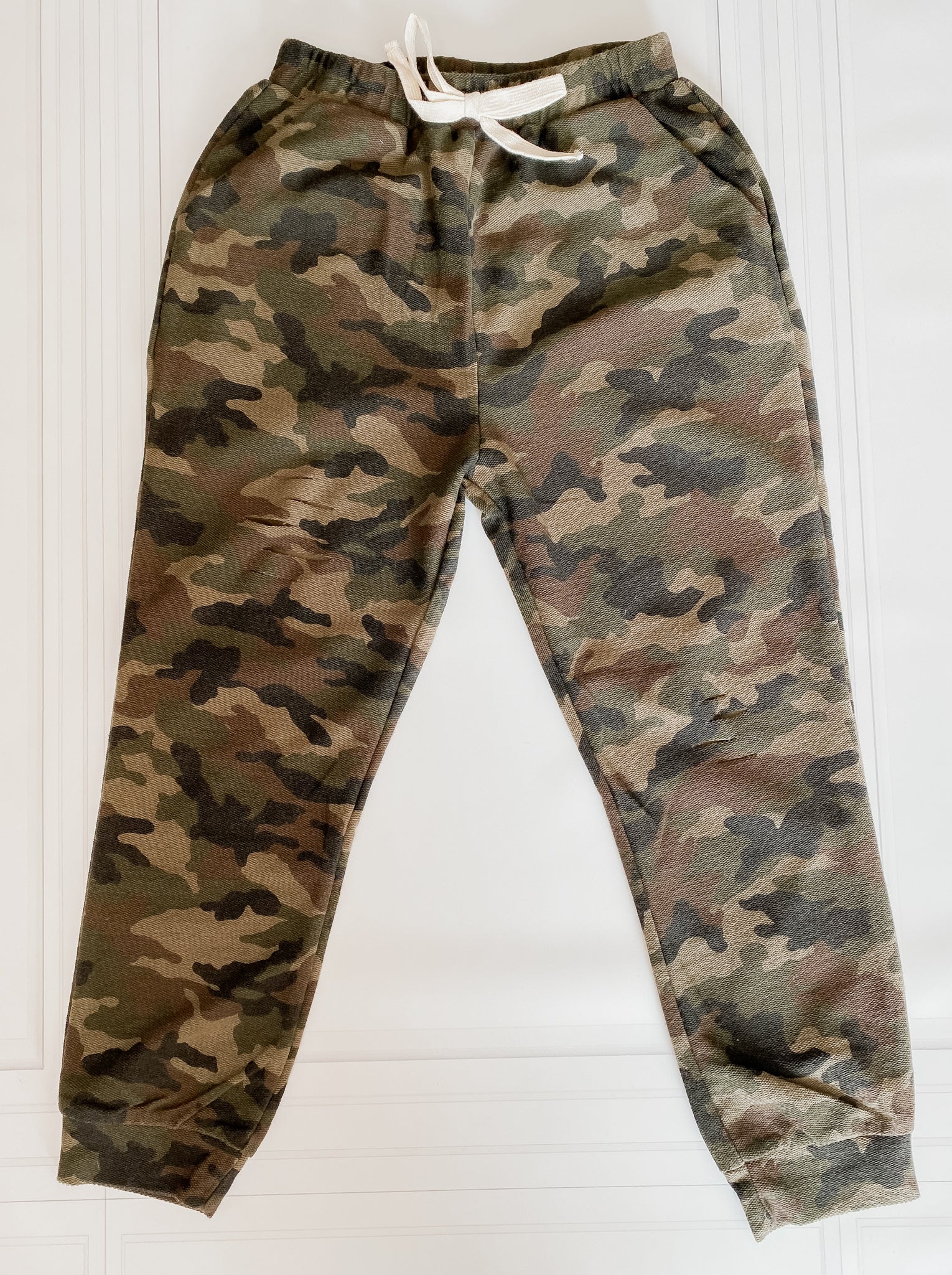 Distressed Camo Terry Joggers